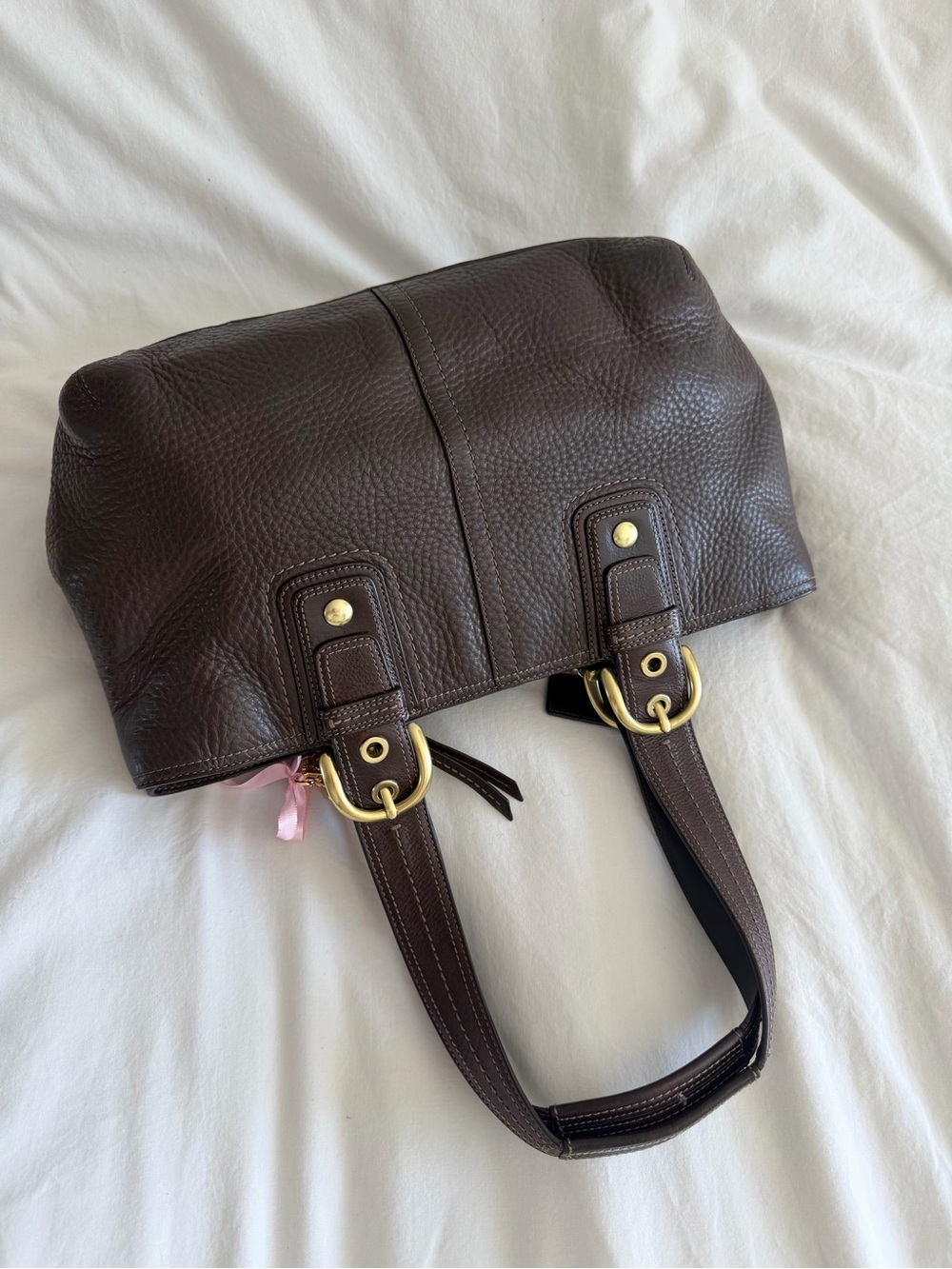 vintage Brown Coach Leather Soho Tote Bag w/gold hardware - Picture 4 of 10
